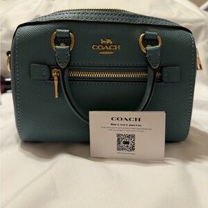 Coach Teal Mini Bag with Gold Accents